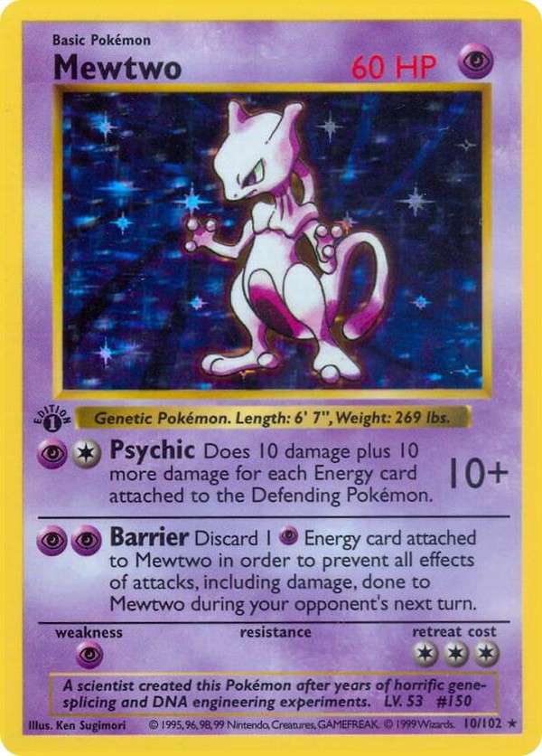 Mewtwo 1999 Base Set Shadowless 1st Edition #10